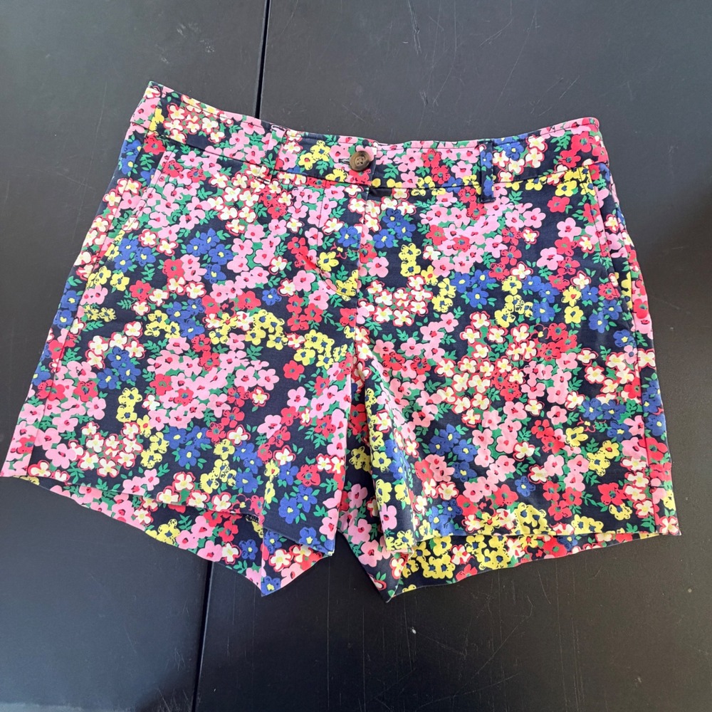 Boden Floral Chino Shorts Women Size 6 Stretch Cottagecore Maximalist Girly